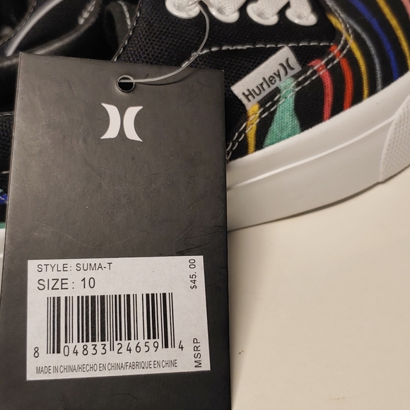 Hurley Youth Marley-T Lace-Up Sneakers Brand New (Sz 10) Black Skater Style - Picture 2 of 10